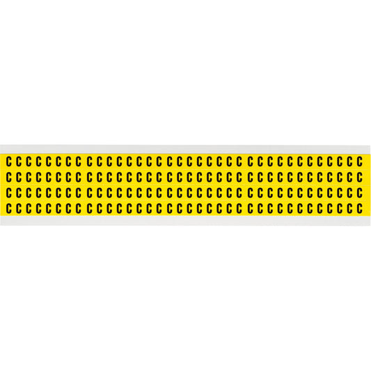 Brady Repositionable Individual Number and Letter Labels, C, 1/4" H, Black on Yellow