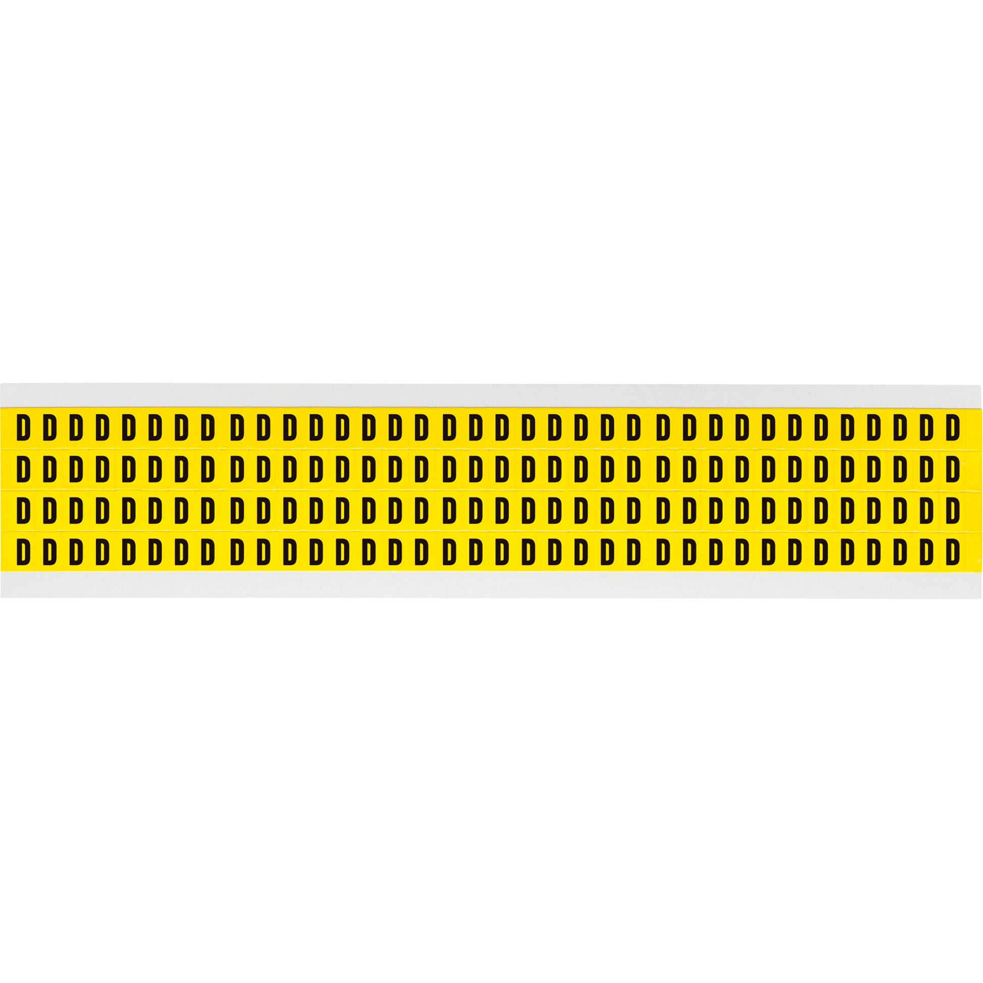 Brady Repositionable Individual Number and Letter Labels, D, 1/4" H, Black on Yellow