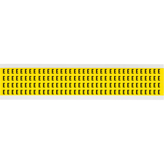 Brady Repositionable Individual Number and Letter Labels, E, 1/4" H, Black on Yellow