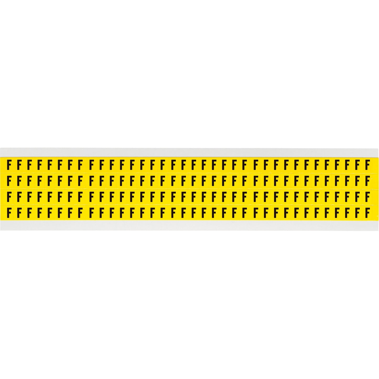 Brady Repositionable Individual Number and Letter Labels, F, 1/4" H, Black on Yellow
