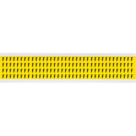 Brady Repositionable Individual Number and Letter Labels, F, 1/4" H, Black on Yellow