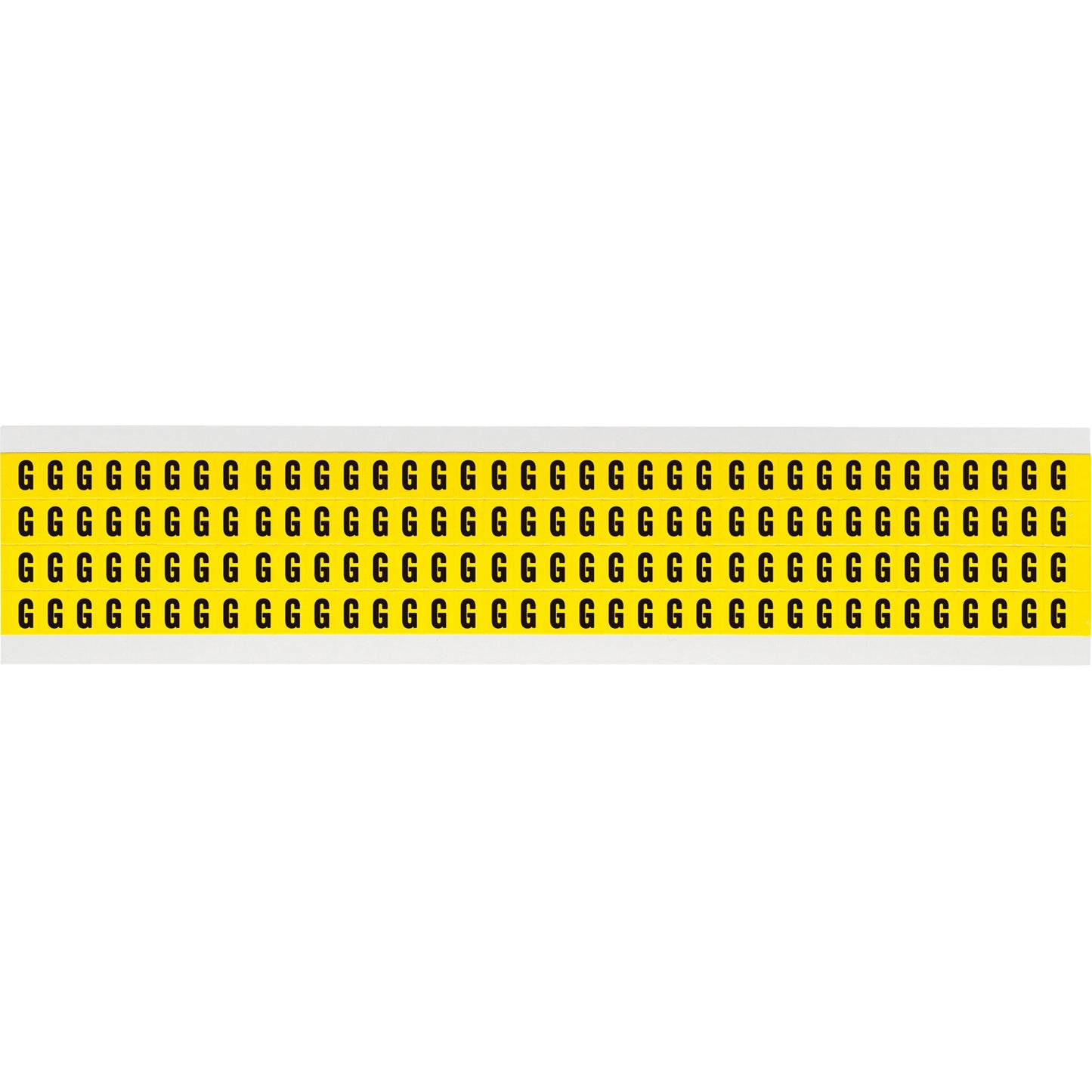Brady Repositionable Individual Number and Letter Labels, G, 1/4" H, Black on Yellow