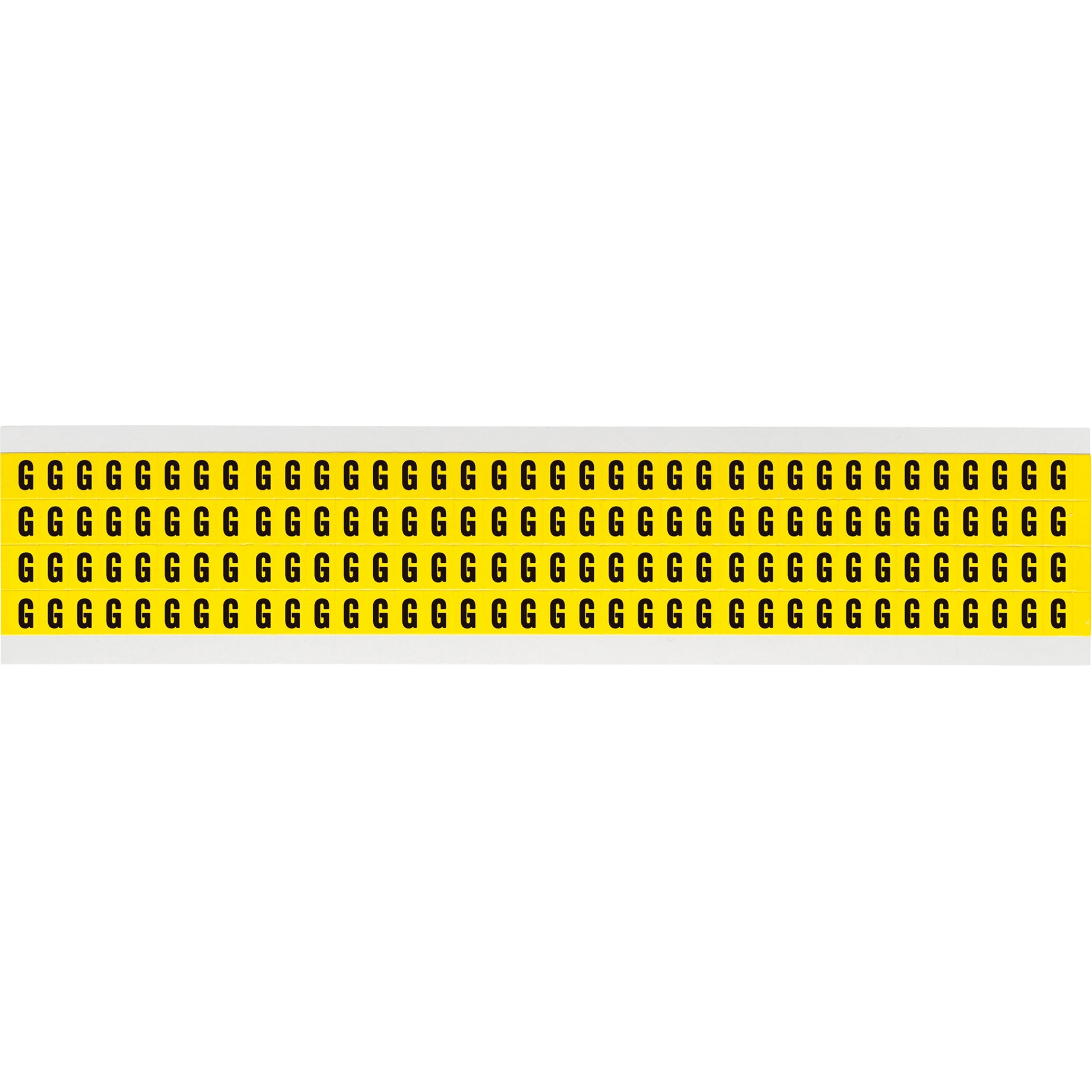 Brady Repositionable Individual Number and Letter Labels, G, 1/4" H, Black on Yellow