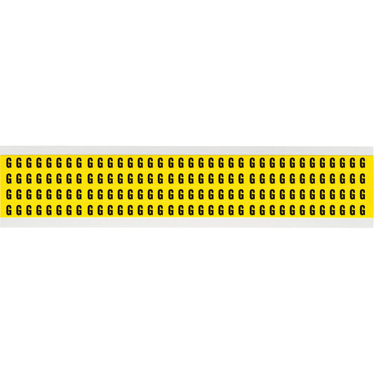 Brady Repositionable Individual Number and Letter Labels, G, 1/4" H, Black on Yellow