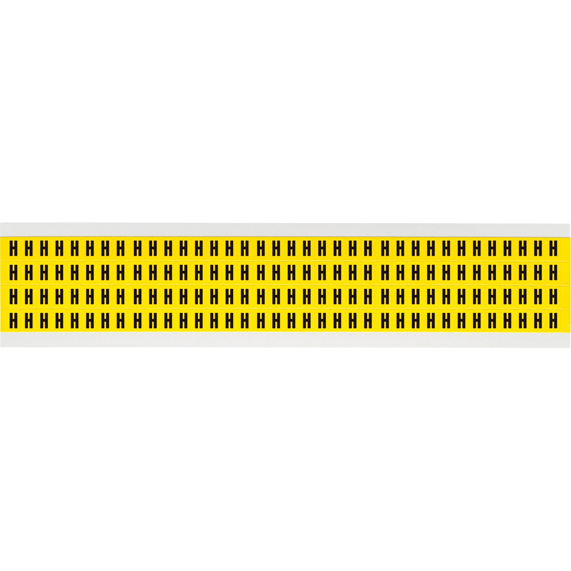 Brady Repositionable Individual Number and Letter Labels, H, 1/4" H, Black on Yellow