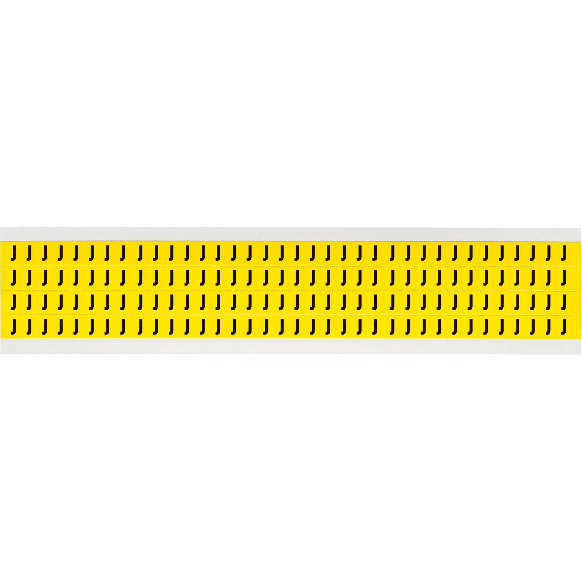 Brady Repositionable Individual Number and Letter Labels, J, 1/4" H, Black on Yellow
