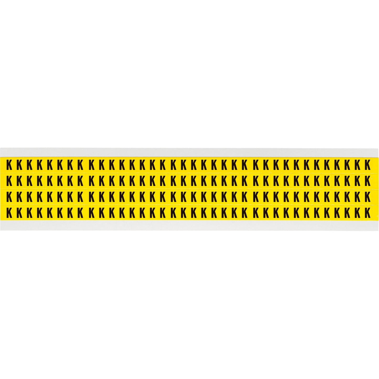 Brady Repositionable Individual Number and Letter Labels, K, 1/4" H, Black on Yellow