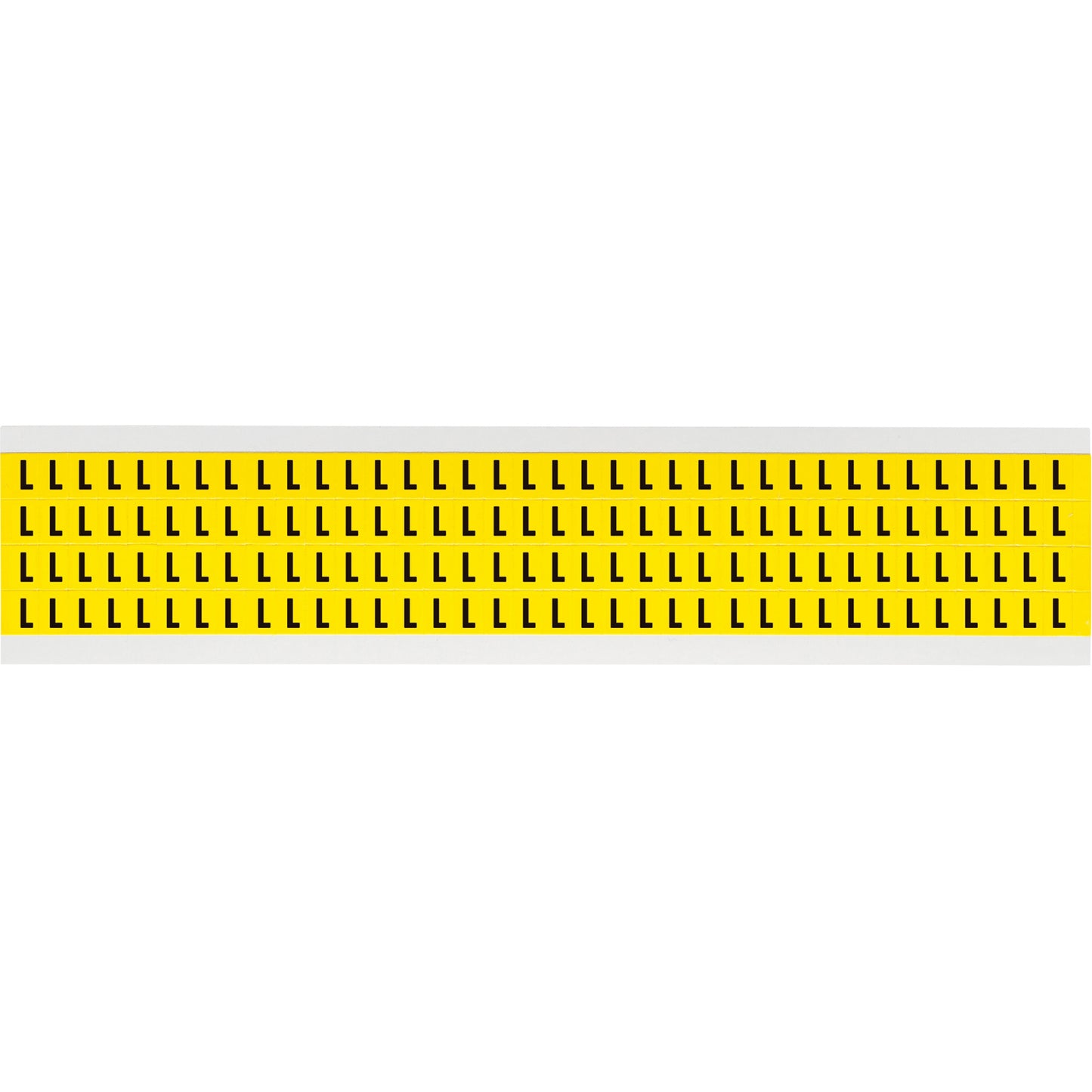 Brady Repositionable Individual Number and Letter Labels, L, 1/4" H, Black on Yellow