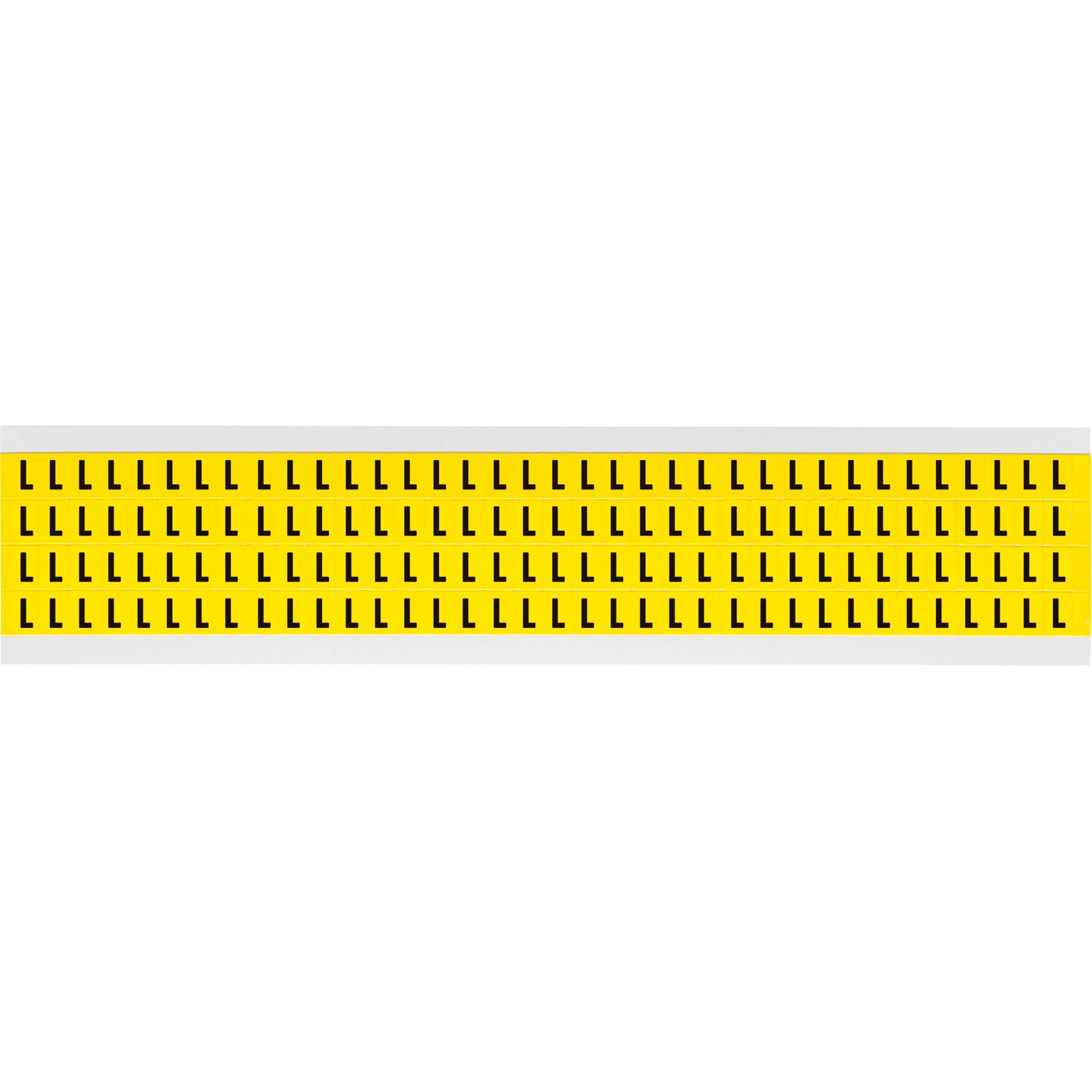 Brady Repositionable Individual Number and Letter Labels, L, 1/4" H, Black on Yellow