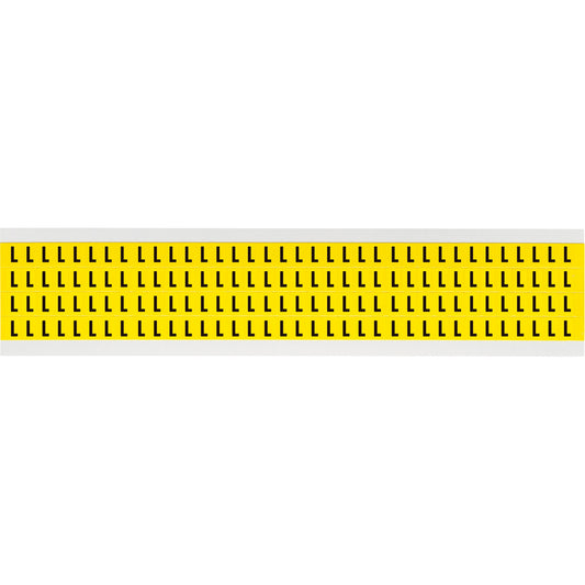 Brady Repositionable Individual Number and Letter Labels, L, 1/4" H, Black on Yellow