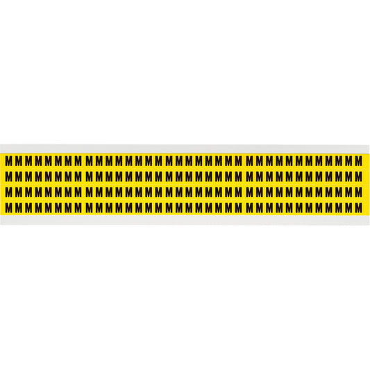 Brady Repositionable Individual Number & Letter Labels, M, 1/4" H, Black on Yellow