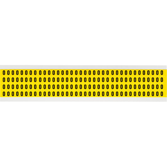 Brady Repositionable Individual Number & Letter Labels, O, 1/4" H, Black on Yellow