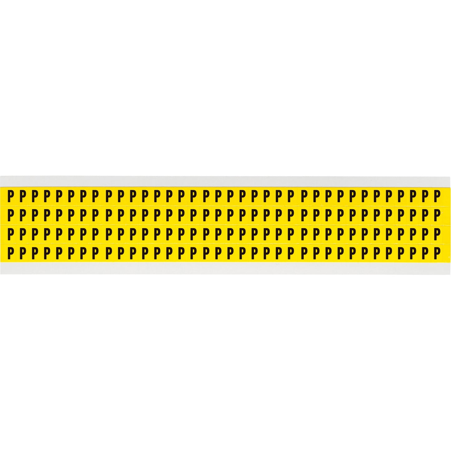 Brady Repositionable Individual Number & Letter Labels, P, 1/4" H, Black on Yellow