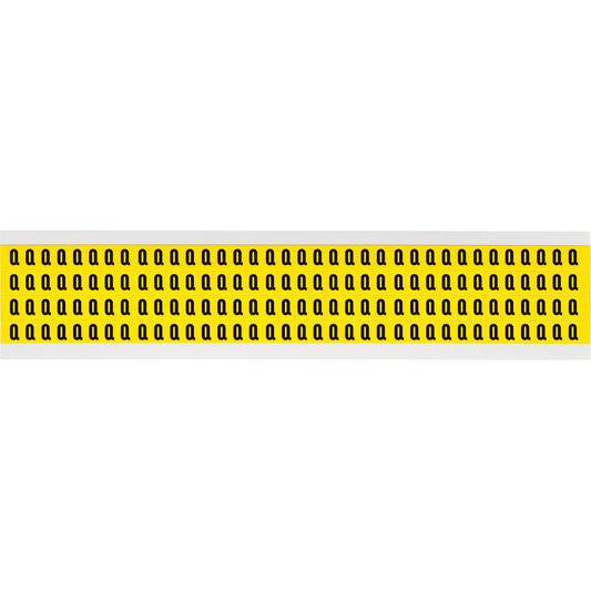Brady Repositionable Individual Number & Letter Labels, Q, 1/4" H, Black on Yellow