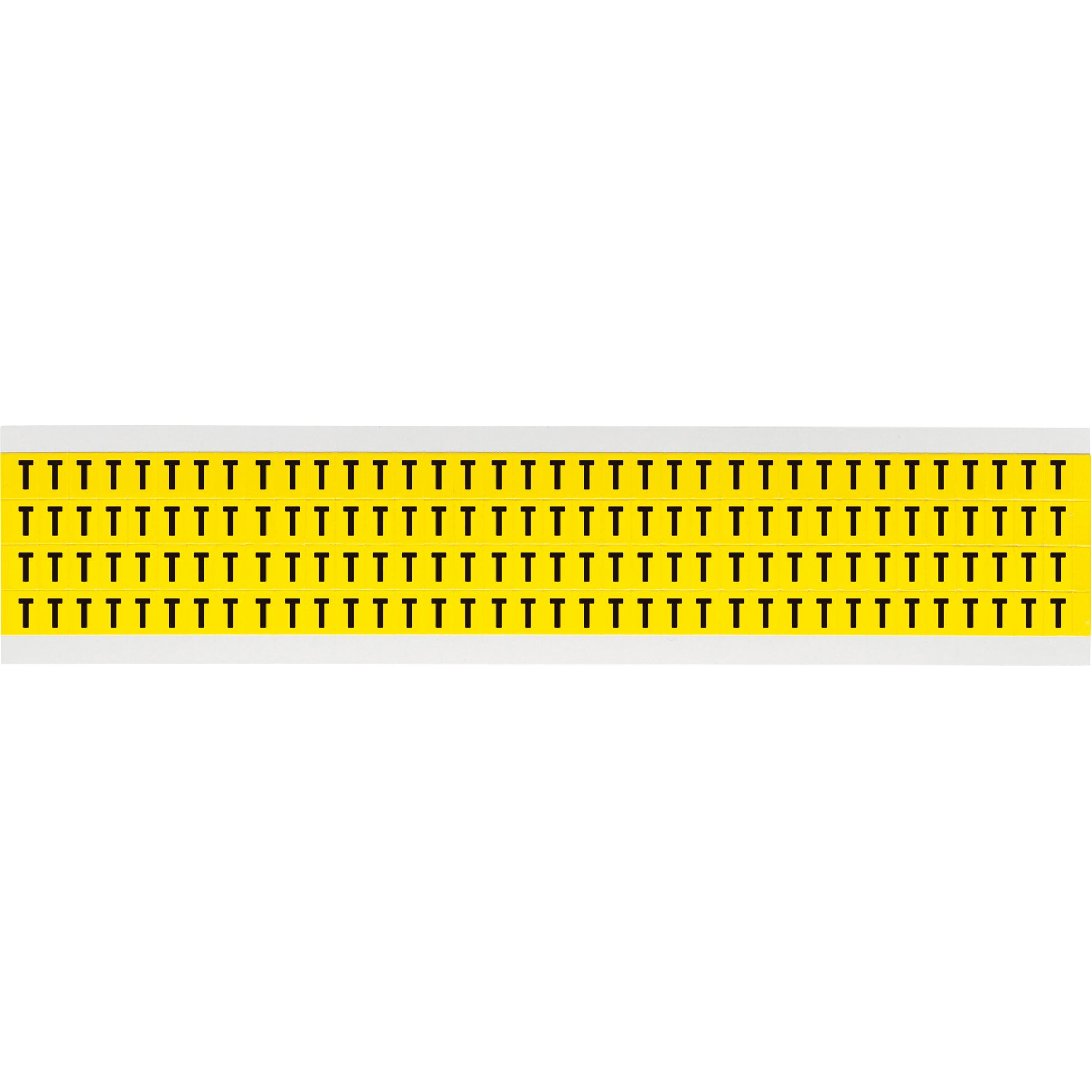 Brady Repositionable Individual Number & Letter Labels, T, 1/4" H, Black on Yellow