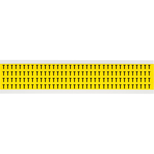 Brady Repositionable Individual Number & Letter Labels, T, 1/4" H, Black on Yellow