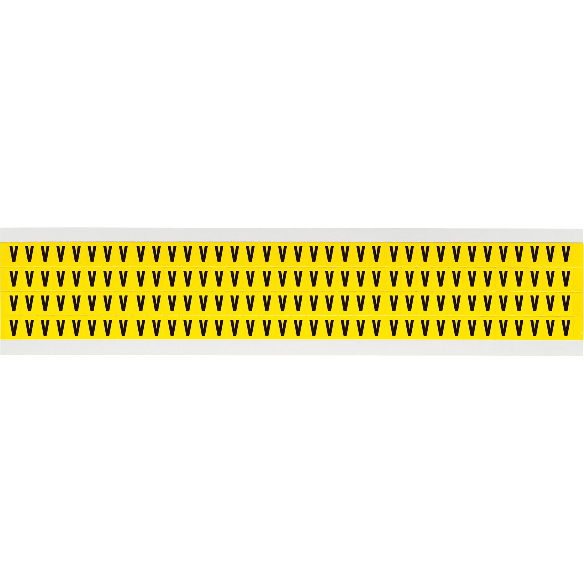 Brady Repositionable Individual Number & Letter Labels, V, 1/4" H, Black on Yellow