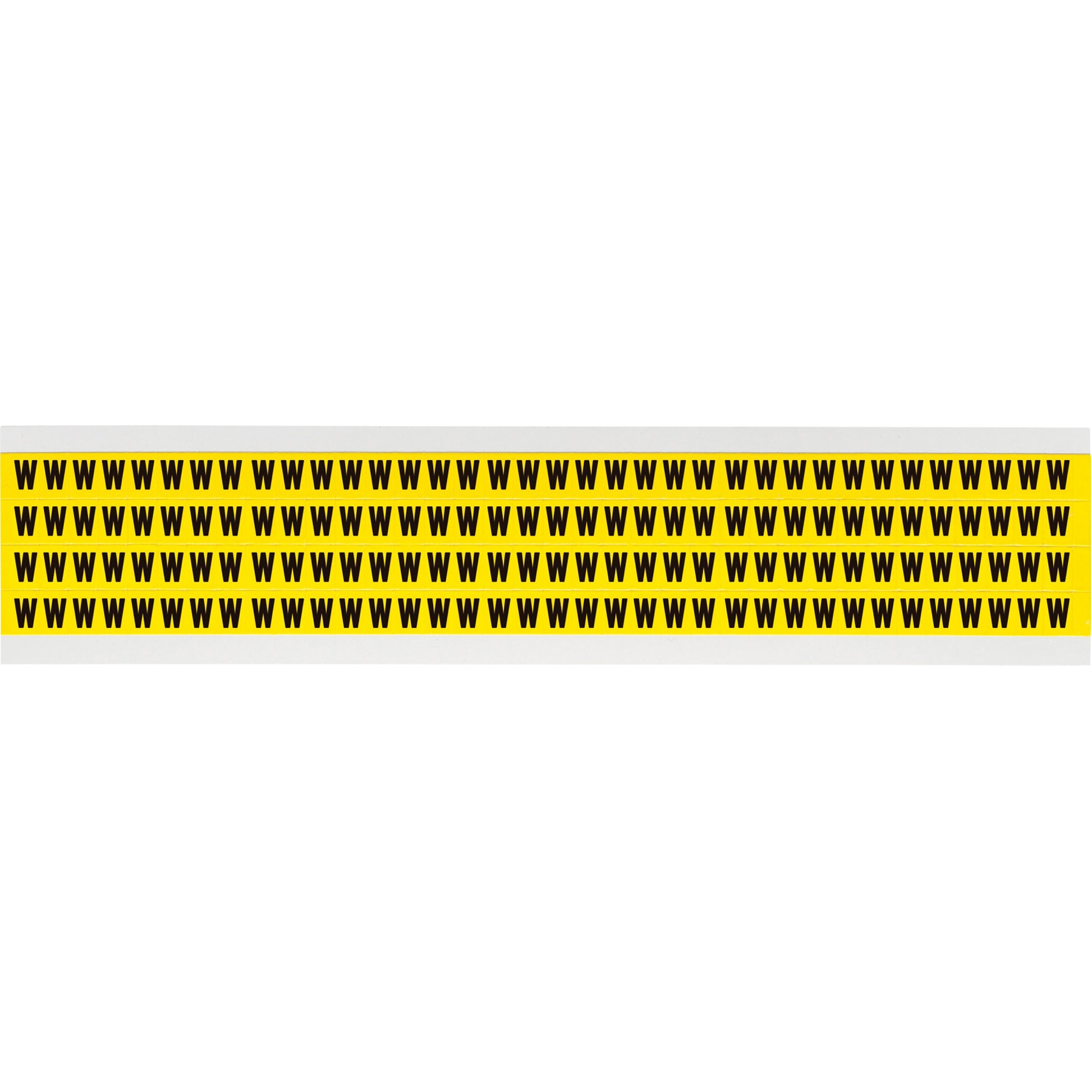 Brady Repositionable Individual Number & Letter Labels, W, 1/4" H, Black on Yellow