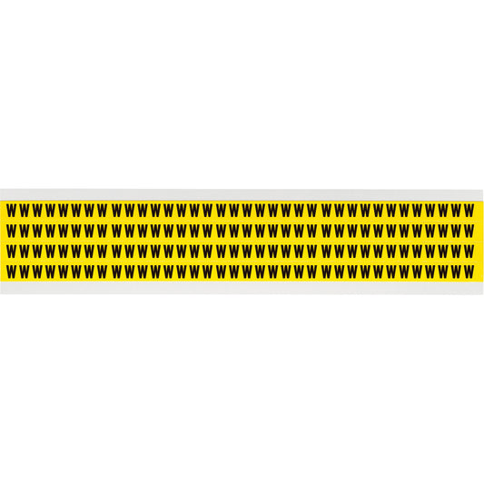 Brady Repositionable Individual Number & Letter Labels, W, 1/4" H, Black on Yellow