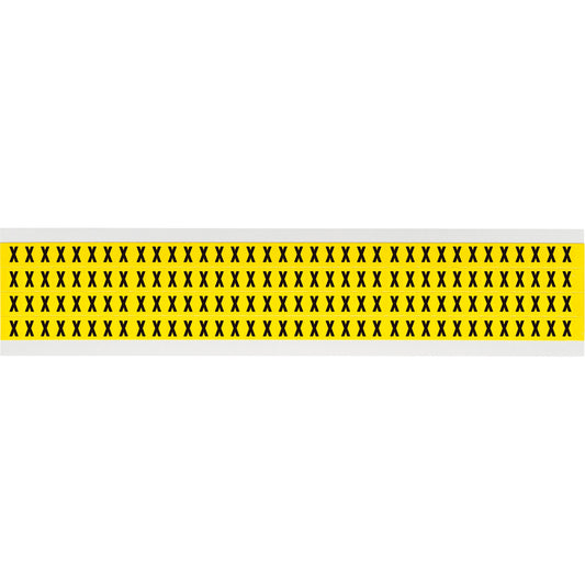 Brady Repositionable Individual Number & Letter Labels, X, 1/4" H, Black on Yellow