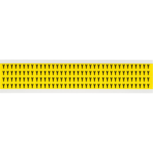 Brady Repositionable Individual Number & Letter Labels, Y, 1/4" H, Black on Yellow