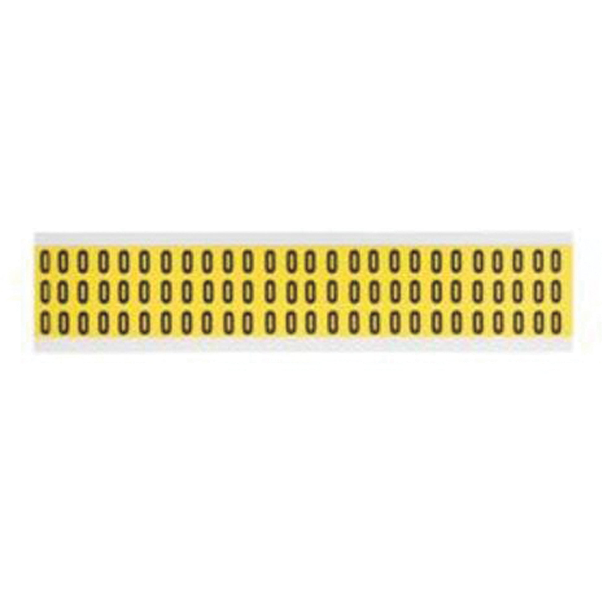 Brady Repositionable Individual Number and Letter Labels, 0, 3/8" H, Black on Yellow
