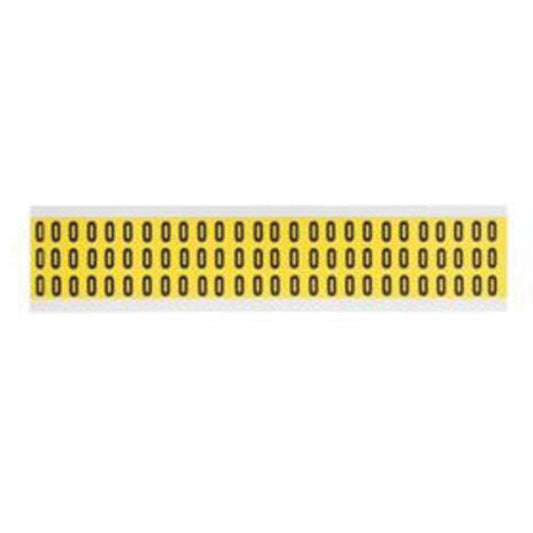 Brady Repositionable Individual Number and Letter Labels, 0, 3/8" H, Black on Yellow