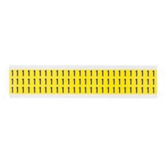 Brady Repositionable Individual Number and Letter Labels, 1, 3/8" H, Black on Yellow