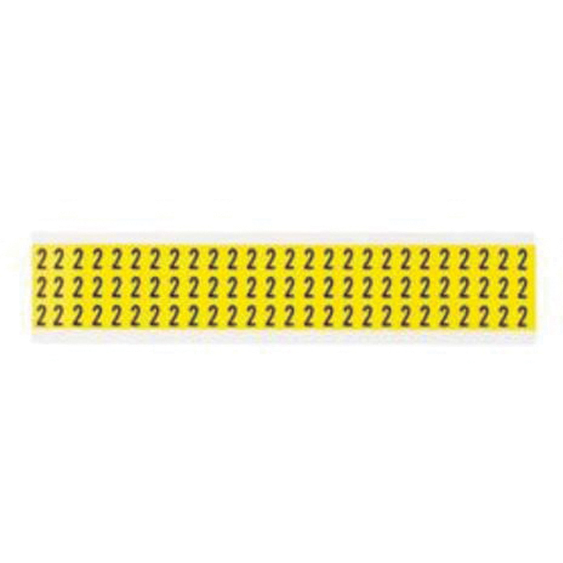 Brady Repositionable Individual Number and Letter Labels, 2, 3/8" H, Black on Yellow