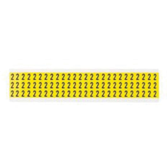 Brady Repositionable Individual Number and Letter Labels, 2, 3/8" H, Black on Yellow