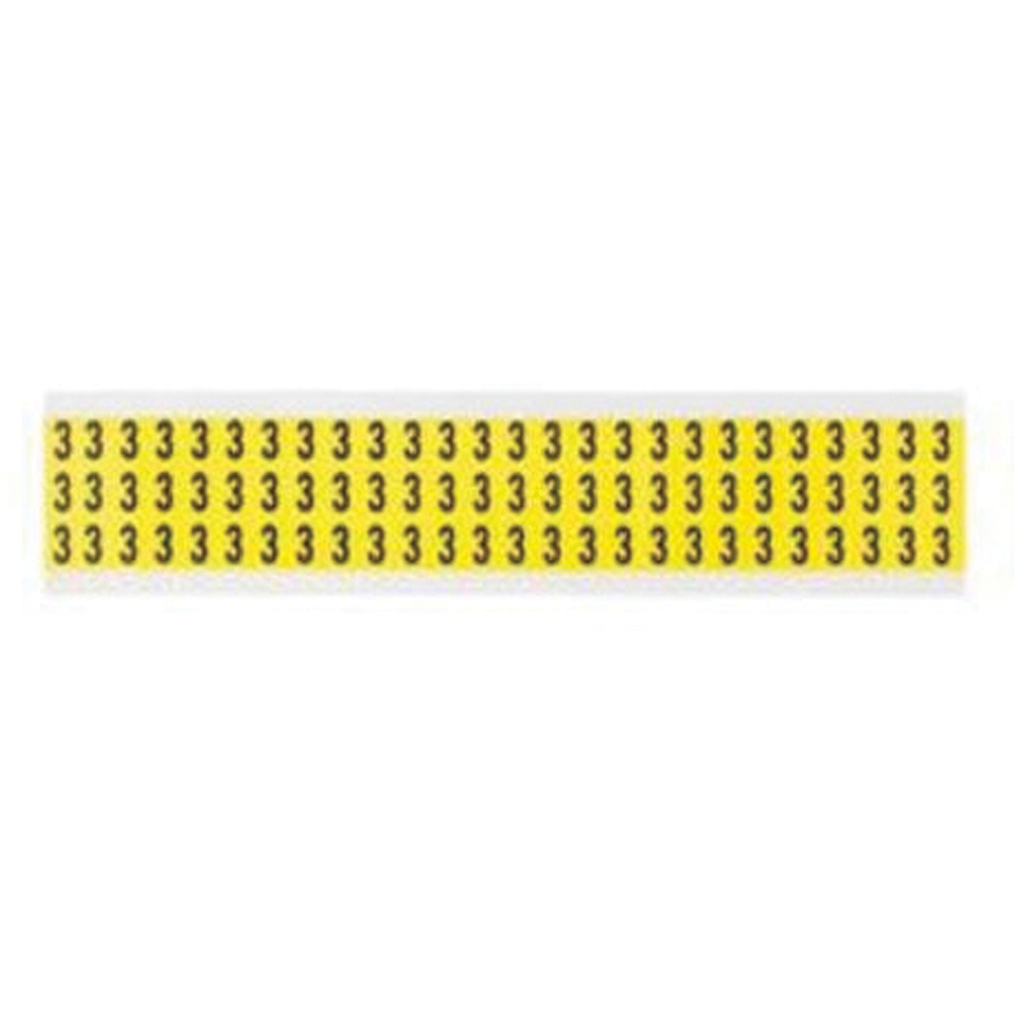 Brady Repositionable Individual Number and Letter Labels, 3, 3/8" H, Black on Yellow