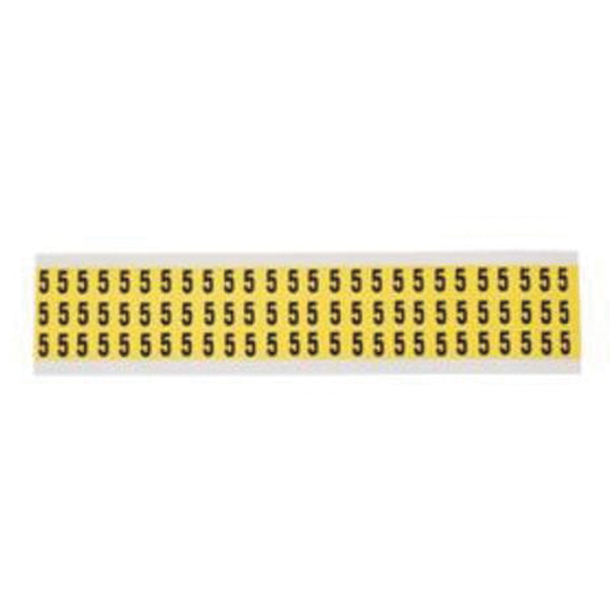 Brady Repositionable Individual Number and Letter Labels, 5, 3/8" H, Black on Yellow