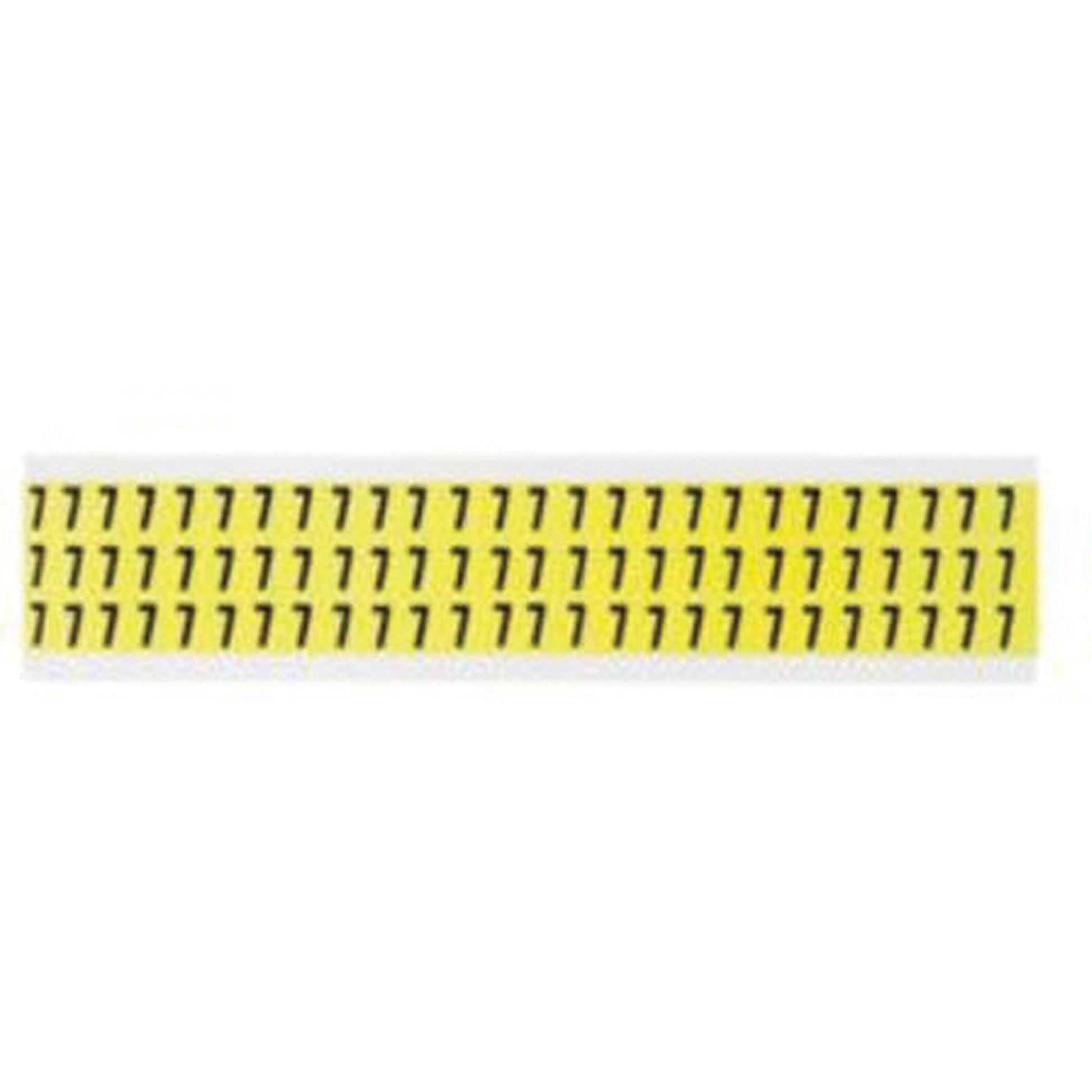 Brady Repositionable Individual Number and Letter Label, 7, 3/8" H, Black on Yellow