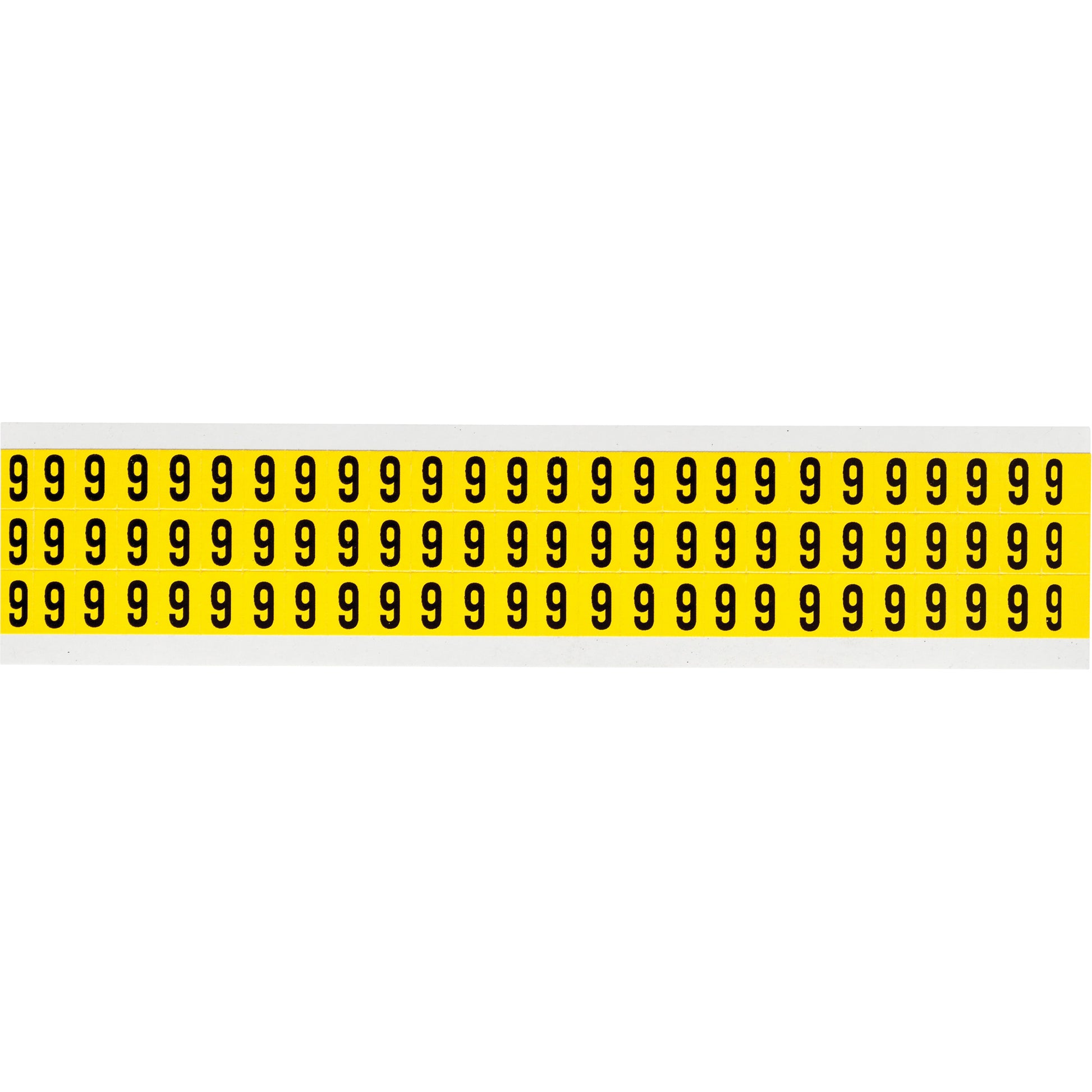 Brady Repositionable Individual Number and Letter Labels, 9, 3/8" H, Black on Yellow