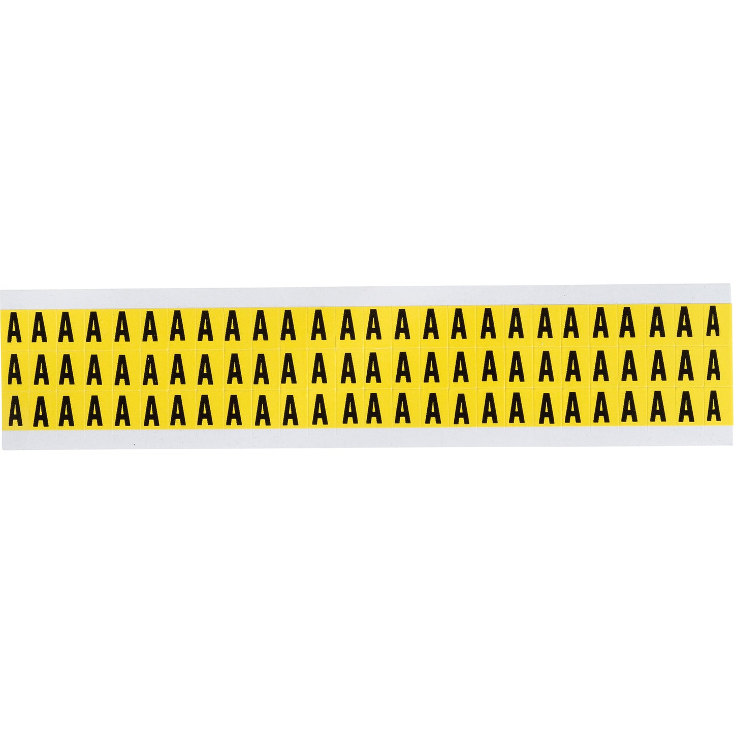 Brady Repositionable Individual Number and Letter Labels, A, 3/8" H, Black on Yellow