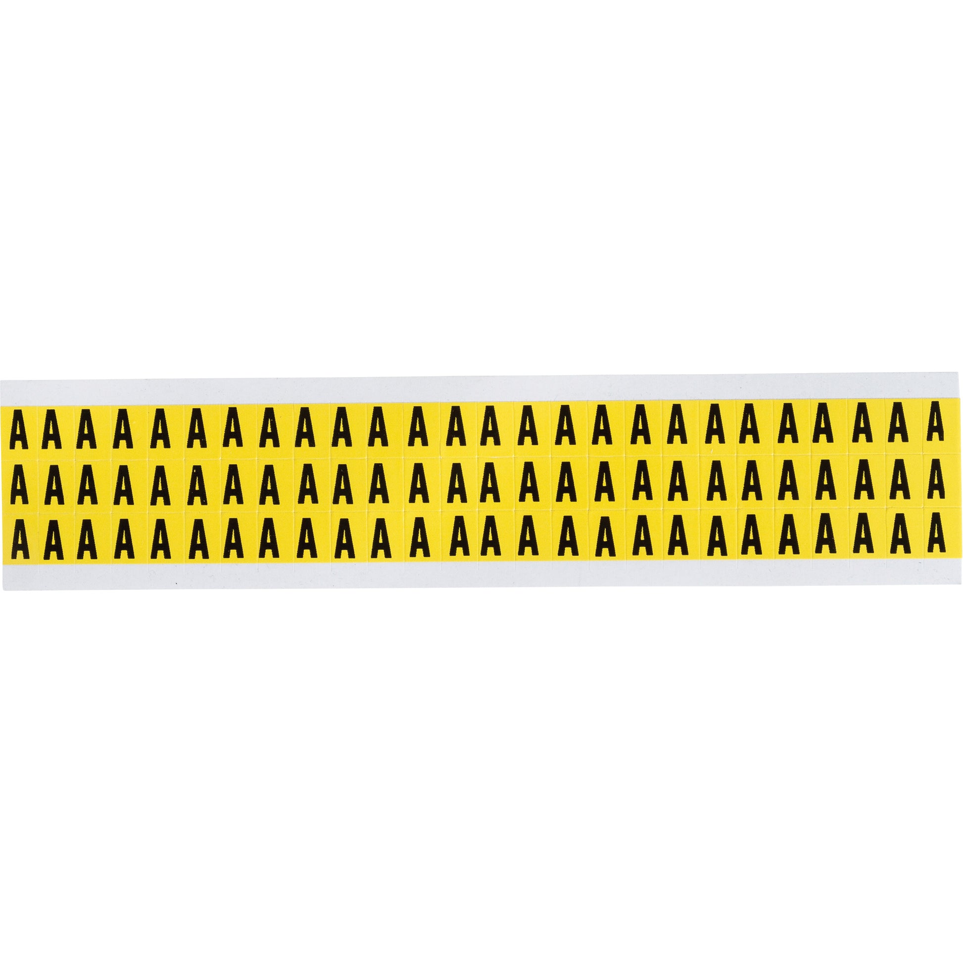 Brady Repositionable Individual Number and Letter Labels, A, 3/8" H, Black on Yellow