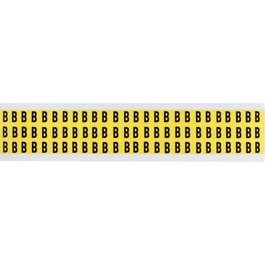 Brady Repositionable Individual Number and Letter Labels, B, 3/8" H, Black on Yellow