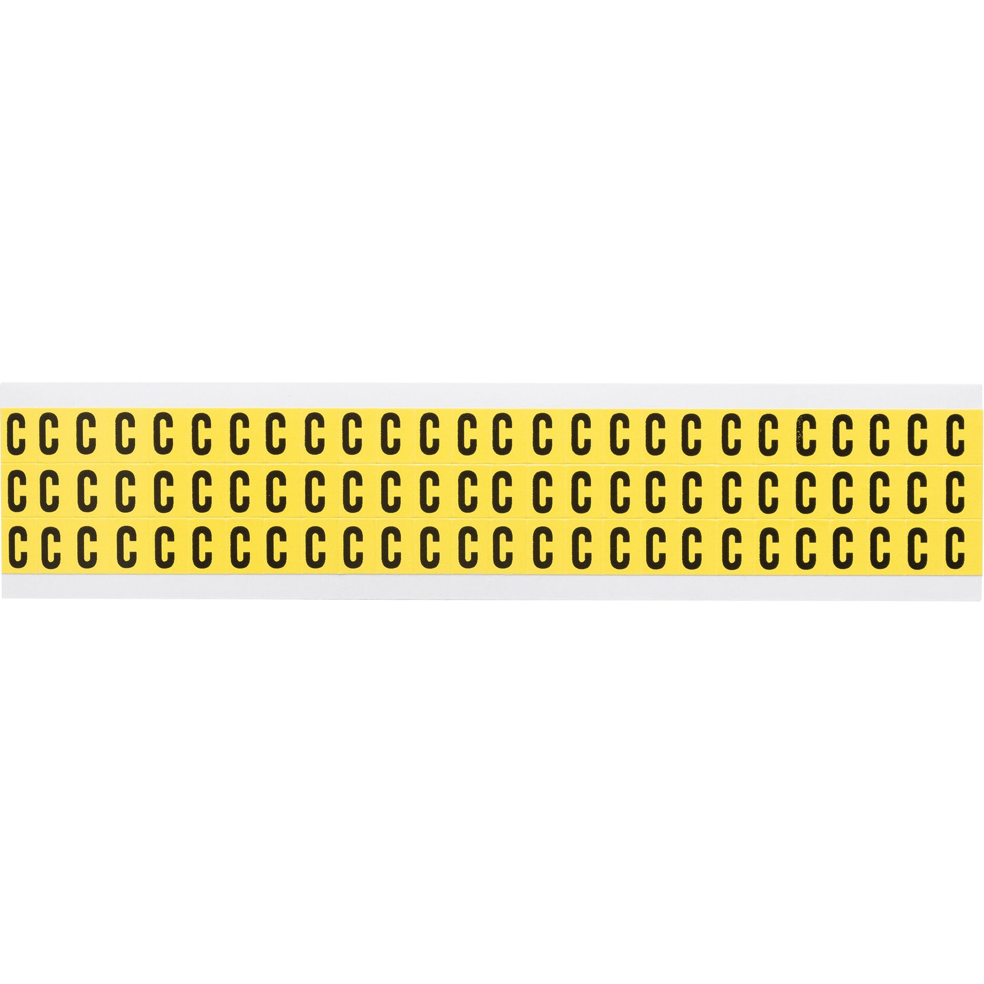 Brady Repositionable Individual Number and Letter Labels, C, 3/8" H, Black on Yellow