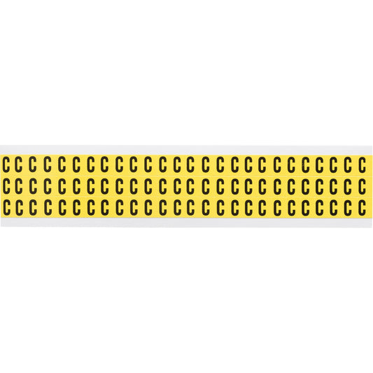 Brady Repositionable Individual Number and Letter Labels, C, 3/8" H, Black on Yellow