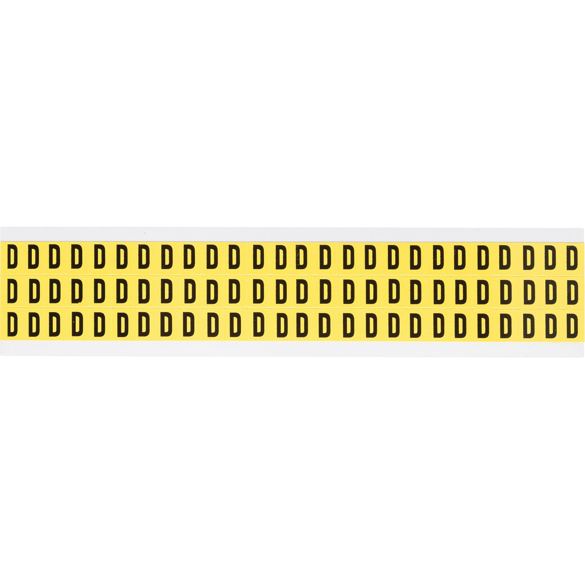 Brady Repositionable Individual Number and Letter Labels, D, 3/8" H, Black on Yellow