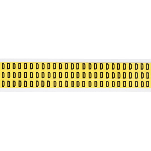 Brady Repositionable Individual Number and Letter Labels, D, 3/8" H, Black on Yellow