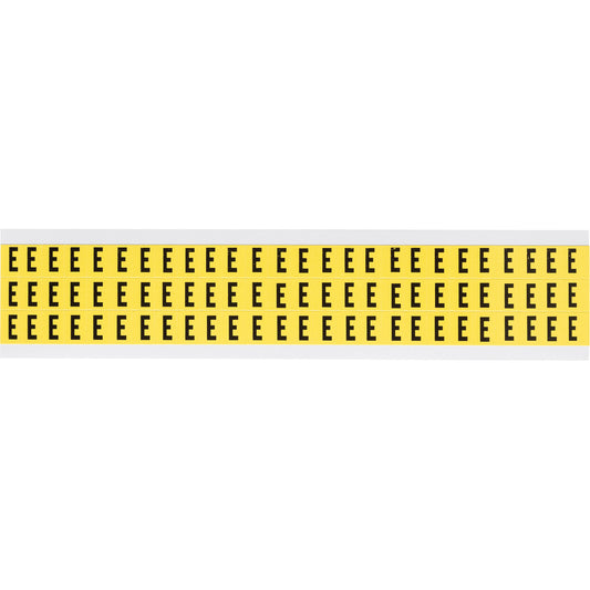 Brady Repositionable Individual Number and Letter Labels, E, 3/8" H, Black on Yellow