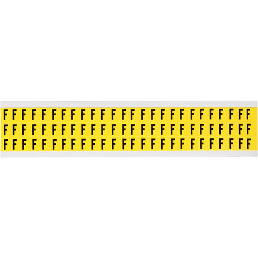Brady Repositionable Individual Number and Letter Labels, F, 3/8" H, Black on Yellow