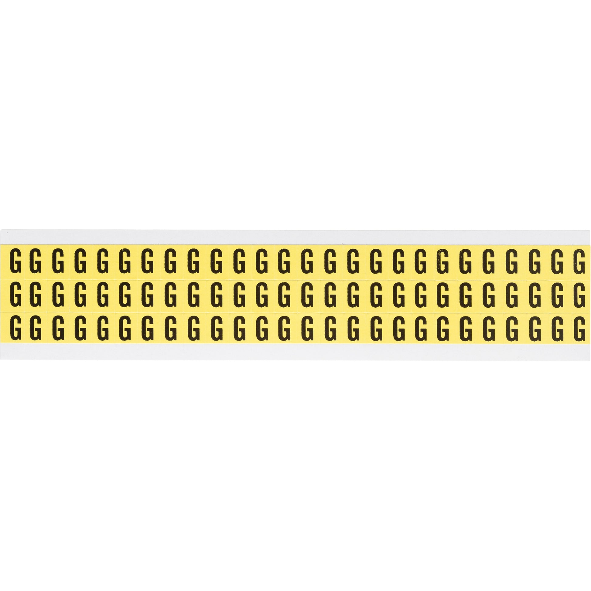 Brady Repositionable Individual Number and Letter Labels, G, 3/8" H, Black on Yellow