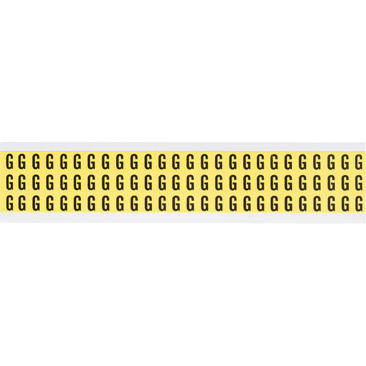 Brady Repositionable Individual Number and Letter Labels, G, 3/8" H, Black on Yellow