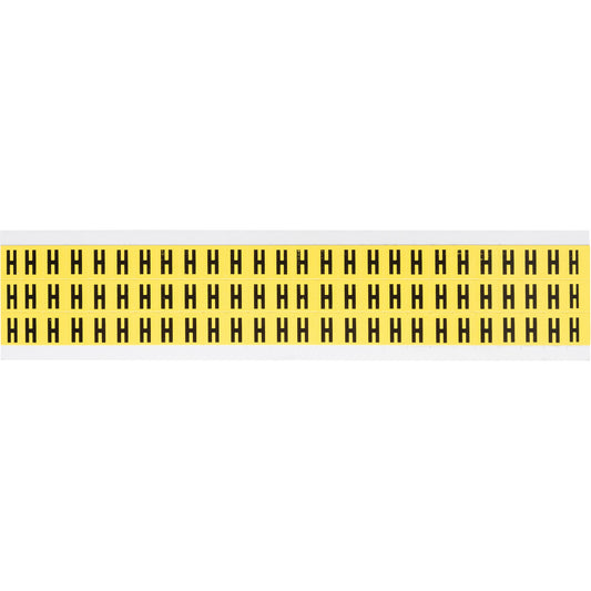 Brady Repositionable Individual Number and Letter Labels, H, 3/8" H, Black on Yellow
