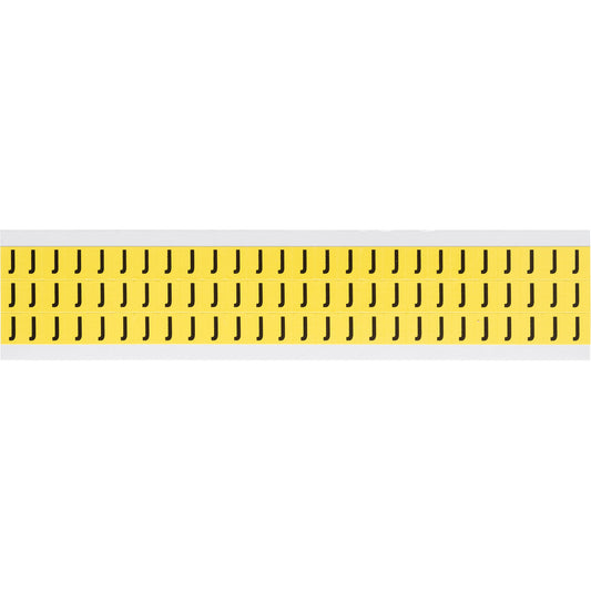 Brady Repositionable Individual Number and Letter Labels, J, 3/8" H, Black on Yellow