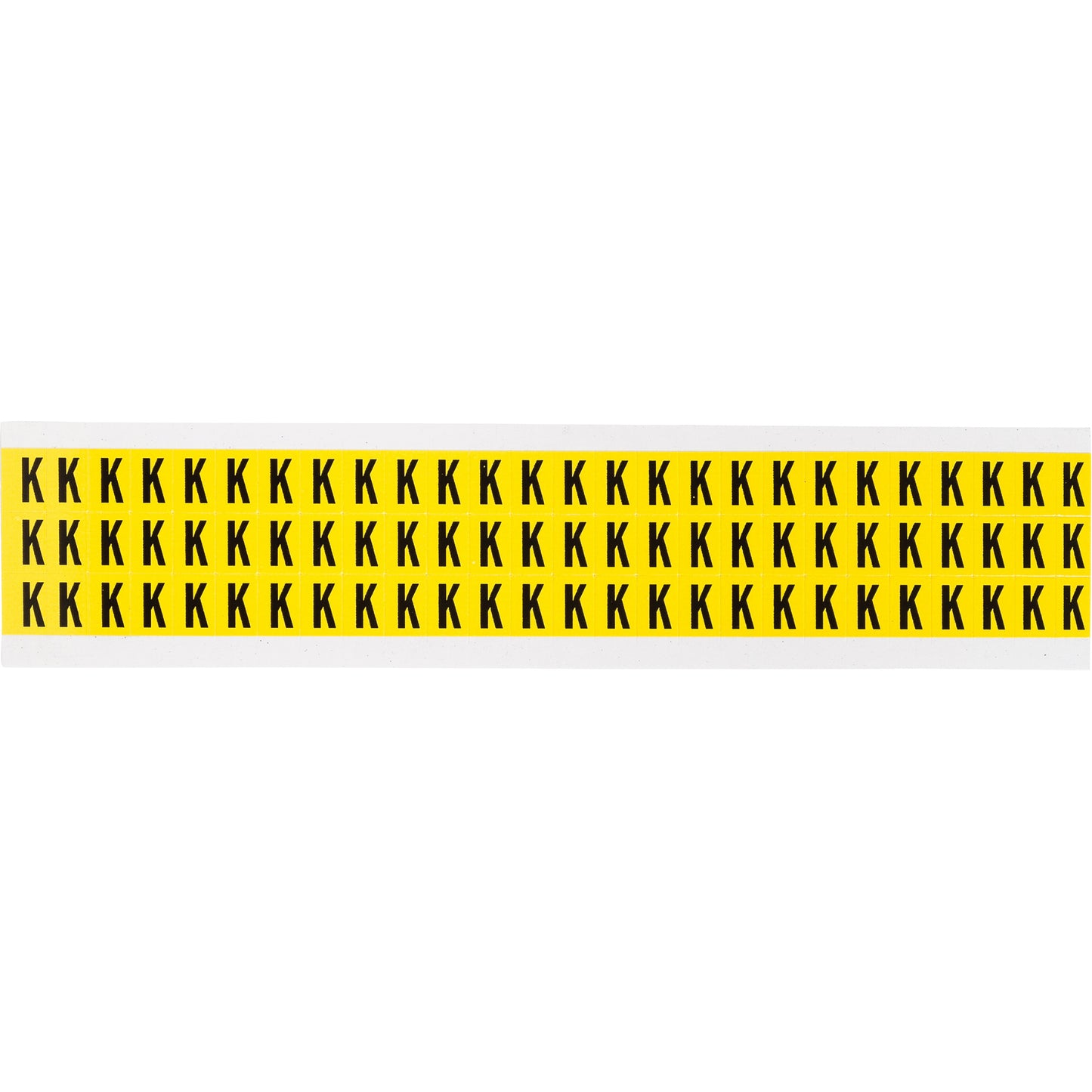 Brady Repositionable Individual Number and Letter Labels, K, 3/8" H, Black on Yellow