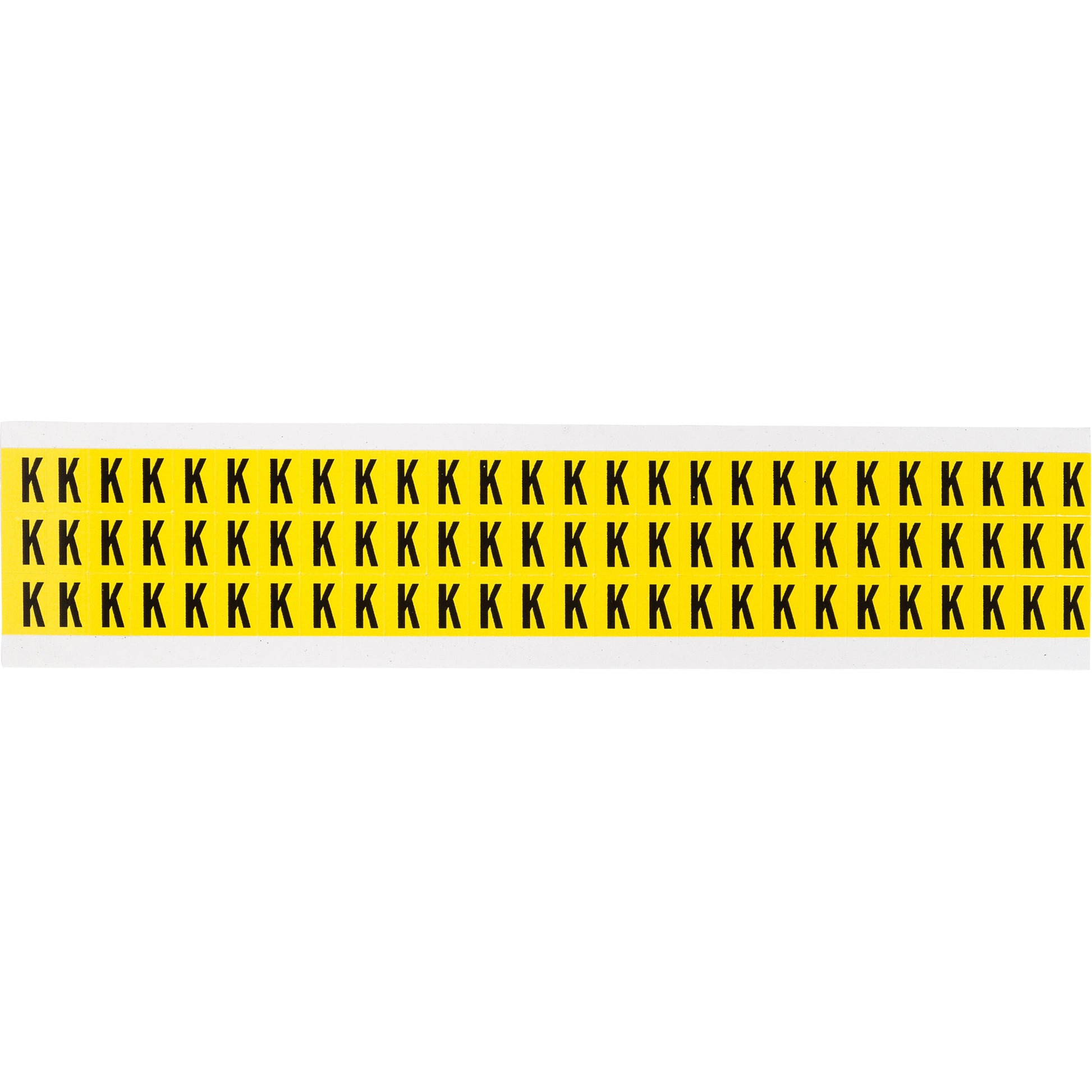 Brady Repositionable Individual Number and Letter Labels, K, 3/8" H, Black on Yellow