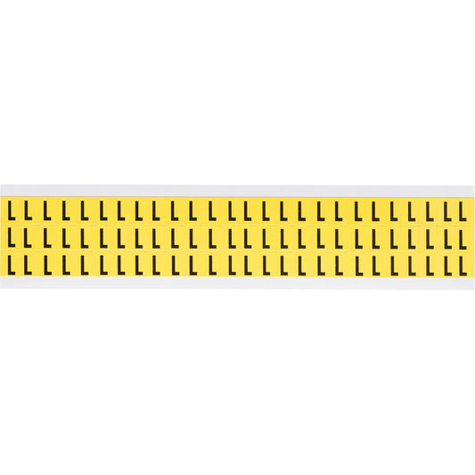 Brady Repositionable Individual Number and Letter Labels, L, 3/8" H, Black on Yellow